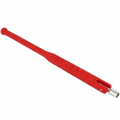 This plastic valve stem puller and installation tool has an overall length of 10 inches and includes a tire valve core remover. It is used for pulling and installing tire valve stems on vehicles and equipment in automotive repair, fleet maintenance, and industrial tire shops.