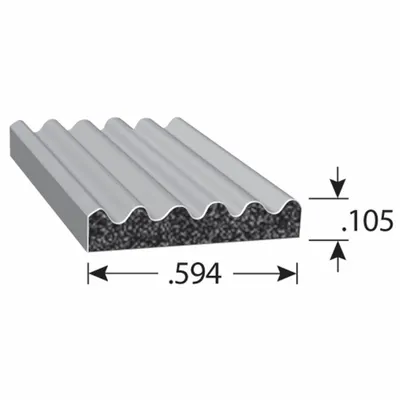 TRIM LOK Seal: Flat, Self-Adhesive Mounting, Std, EPDM, 100 ft Overall Lg - Ribbed-Section Foam Rubber Seals