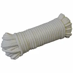 This water-absorbing rope is made of cotton with a dynamic construction. It has a diameter of 7/32 inches and a working load limit of 30 pounds. Suitable for light-duty tasks such as bundling, crafting, or temporary tie-downs where moisture wicking is needed.