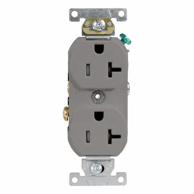 LEVITON Plugs and Receptacles: Duplex, 5-20, Gray, 125V AC, 20 A, 2 Pole / 3 Wire (MPN TCR20-GY) - General Purpose Receptacles