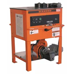 This stationary corded rebar cutter and bender is designed for cutting and bending rebar in concrete reinforcement and construction applications. It cuts rebar up to #8 size and bends up to #9 size. The tool operates on 120V AC or 115V AC power and weighs 482 lb.