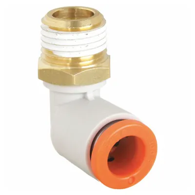 SMC KQ2L09-34AS Push-to-Connect x MNPT Brass Elbow Fitting - Polybutylene & Brass Tube Fittings