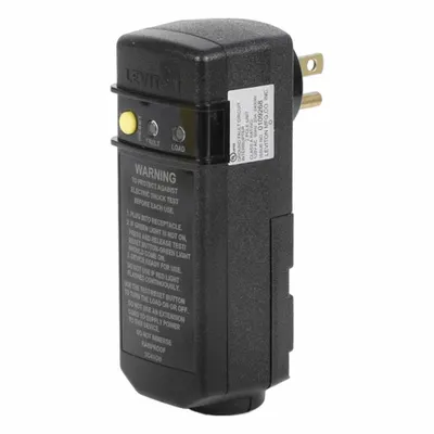 LEVITON GFCI: Auto Reset, 3, 5-15P Plug, 15 A Current, 120V AC, 5-15R, Black/Yellow - Plug-In GFCI Plugs