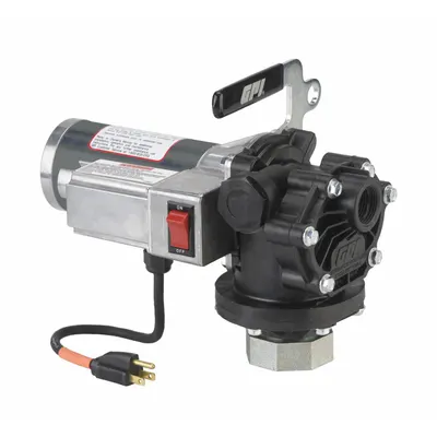 GPI Electric Drum Pump: Pump Only, 1/4 hp HP, 115 V AC, 8 gpm, 450 cps Max. Viscosity - Gear Drum Pumps