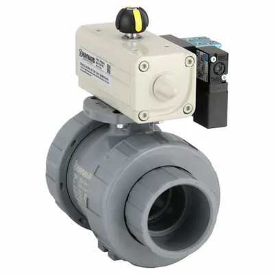 HAYWARD FLOW CONTROL Pneumatically Actuated Two-Way Ball Valve: 2 in, CPVC, Air to Air - CPVC Pneumatically-Actuated Ball Valves