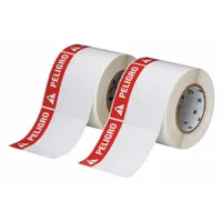 Pre-Cut Label Stock Roll: Peligro, PELIGRO Header, 4 in x 4 in, 4 in, Polyester, White, 500 Labels (MPN THTEL-161-483-1-PE)