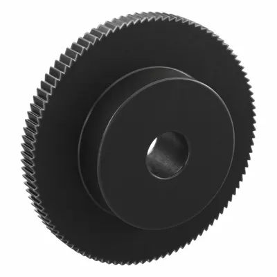 KHK GEARS Ratchet Gear: 2.09 Pitch, 100 Teeth, 12 mm Bore Dia, Black Oxide-Coated Steel - Metric Ratchets with Hub