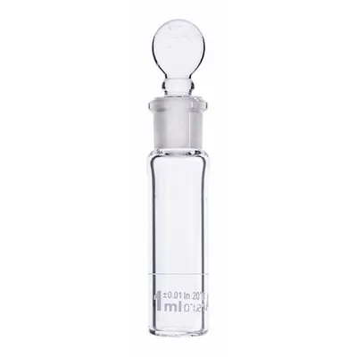 GLOBE SCIENTIFIC Volumetric Flask: 1 mL, Colorless, A, 0.01 mL, Includes Closure - Glass Volumetric Flasks