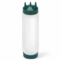 This VOLLRATH squeeze bottle has a 24 oz capacity, 2 1/8 in opening diameter, and 10 3/4 in overall height. It is NSF Certified and dishwasher safe. Commonly used in commercial kitchens for dispensing condiments, sauces, and oils