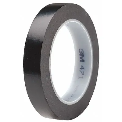 3M Floor Marking Tape: Gen Purpose, Solid, Black, 3/4 in x 108 ft, 5.2 mil Tape Thick - General Purpose Floor Marking Tape
