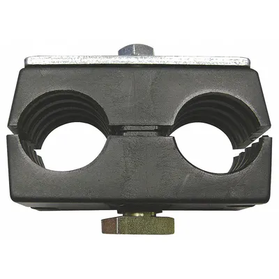 BEHRINGER PIPE SYSTEMS Vibration-Dampening Beta Clamp: Ribbed Bore, Steel Clamp, For 2 Lines (MPN R0T51660-PP) - Vibration-Dampening Textured Core Beta Clamps