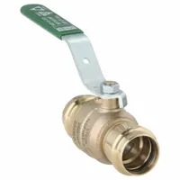 This manual two-way ball valve is constructed of bronze with a straight pattern and press x press connections. It features a two-piece body and a lever handle for on/off flow control. Suitable for use in commercial and industrial plumbing, HVAC, and process piping systems handling potable water, chilled water, and non-corrosive fluids