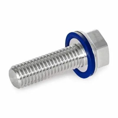 JW WINCO Hygienic Hex Head Screws: Stainless Steel, Partially Threaded, M8, 22 mm Min Thread Lg - Low-Profile Hygienic Hex Head Screws with Sealing Washer