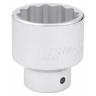 WESTWARD Socket: Metric, 3/4 in Drive Size, 46 mm Socket Size, 12-Point, Std, Chrome - 3/4" Drive Hand Sockets
