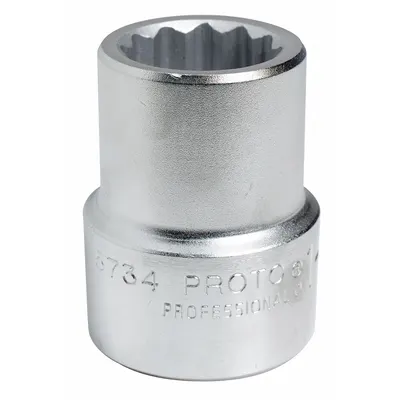 PROTO Socket: Metric, 1 in Drive Size, 55 mm Socket Size, 12-Point, Std, Satin - 1" Drive Hand Sockets