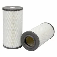 Round/oval engine air filter with radial seal and cellulose media. Outside diameter 8 3/16 in. Used in heavy-duty industrial and construction vehicles to remove airborne contaminants from intake air