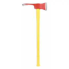 This NUPLA Pulaski Axe features a 3.5 lb head combining a cutting blade and a digging adze, with a 3 ft overall length and a multi-component handle. Designed for firefighting, trail building, and forestry work, it is used for clearing brush, cutting roots, and constructing fire lines in rugged terrain.
