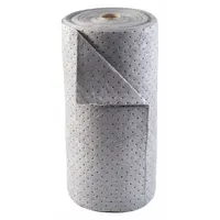 This gray polypropylene sorbent roll is supplied as a bale, measuring 150 ft in length and 30 in in width. It is used for industrial spill control and fluid absorption, suitable for containing and cleaning up leaks, drips, and spills in manufacturing, maintenance, and processing environments