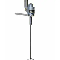 Air-powered propeller mixer with clamp/stand mount and 1/4 in male NPT inlet. Features a 4-blade propeller for blending, stirring, and suspending fluids in small batches. Suitable for bench-scale mixing in laboratory and pilot plant settings