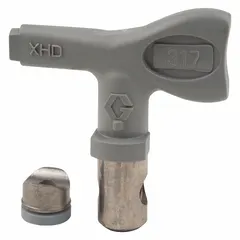 The GRACO XHD317 is a replacement airless spray gun tip with a 0.017 in orifice size. It is compatible with the XTR series and model XHD001. This tip is used for applying paints and coatings in industrial painting applications.