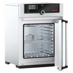 Mechanical forced-air convection oven with 1.9 cu ft capacity, 300°C maximum temperature, and 2000 W power on 115V AC. Temperature uniformity is ±1.4°C, with accuracy tolerance of ±0.1°C up to 99.9°C and ±0.5°C at 100°C and above. Suitable for drying, heating, curing, sample preparation, material testing, and sterilization in laboratory and industrial settings.