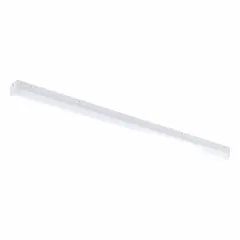 This 8 ft LED strip light retrofit kit operates at 120 to 347V AC and is dimmable via 0-10V control. It delivers selectable light output of 4,900 lm, 7,350 lm, or 9,800 lm at 72 W with a color temperature of 3500K. Designed for upgrading existing fluorescent strip fixtures in commercial and industrial spaces requiring linear illumination.