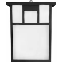 This LED decorative wall light provides 815 lumens of warm 2700K light, consuming 14 W on 120V AC. It features a Type V distribution pattern for wide-area illumination and has an overall height of 9 3/4 in. Suitable for outdoor applications such as entryways, pathways, and building perimeters.