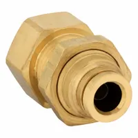 Push-Fit Union Fitting: 1/2 in OD x 1/2 in Pipe Fitting Size, Push-to-Connect x FNPTF, Brass, Union (MPN 66PTCBH-8-8)