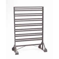This stationary floor rack from AKRO-MILS features a steel frame and provides two usable sides for bin access. It is designed to hold bin rails and bins in industrial storage areas, such as warehouses and manufacturing facilities. The rack measures 20 x 36 x 54 inches and is supplied without bins.