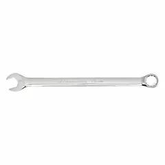 This combination wrench features a 13 mm head size with an SAE 12-point configuration and an offset design for accessing recessed fasteners. Constructed from alloy steel with a chrome finish, it measures 8 inches in overall length. Suitable for tightening or loosening fasteners in automotive, industrial, and mechanical applications.