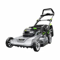 Battery-powered push mower with a 21-inch cutting width and polycarbonate deck. Features variable speed settings, single-point cutting height adjustment, and a 55-minute run time. Offers bagging, mulching, and side discharge options. Includes a 56V POWER+ battery; sound level exceeds 65 dB.