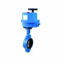 This BONOMI electric butterfly valve features a ductile iron body and stainless steel disc, designed for general-service flow regulation of air and water media. It operates on 100 to 240V AC power with a manual input control signal, providing straightforward on-off or throttling control in industrial piping systems