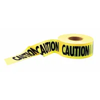 This barrier tape is made of yellow polyethylene with a black 'Caution' legend. It is 3 inches wide and 1,000 feet long, designed for temporary perimeter marking and hazard awareness in industrial, construction, and facility settings