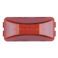 LED rectangular surface mount clearance light with red lens and base mount. SAE P2 rated for side and rear identification on trailers, trucks, and heavy equipment. IP67 rated for dust and water immersion resistance