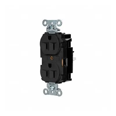 HUBBELL 5262STBK Duplex Receptacle, 5-15R, Black, 125V AC, 15A, 2-Pole/3-Wire - General Purpose Receptacles