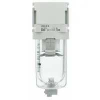 SMC Air Filter: Coalescing, 3/8 in Rc, 5 micron, 145 psi Max Op Pressure, Plastic Bowl, Manual Drain (MPN AF30-03-D)