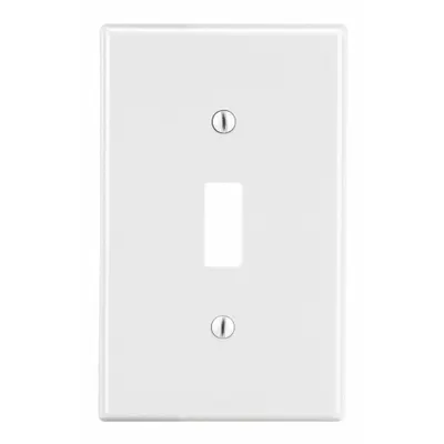 HUBBELL Wall Plate: Toggle, 1 Gang, White - General Purpose Wall Plates