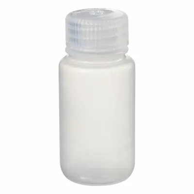 NALGENE Laboratory Bottle: PPCO, 60 mL, 2 fl oz, Closure Included, Natural, 28 mm - PPCO Wide Mouth Round Lab Bottles