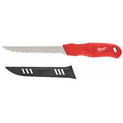 Serrated blade for cutting fiberglass, foam board, and other insulation materials. 12-inch blade length. Suitable for HVAC and construction applications.