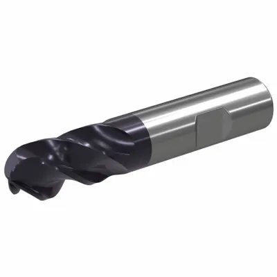 WIDIA Ball End Mill: Carbide, TiAlN Coated, 4 Flute, 1/2" Mill Dia, 1" LOC - Fast-Cutting Carbide Ball End Mills for Steel & Cast Iron