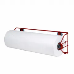 This fixed surface protection dispenser from 3M is designed for applying protective fabrics in industrial and commercial settings. It features a 24 1/4-inch length and magnetic mounting for secure attachment to metal surfaces. The red dispenser is compatible with 3M Dirt Trap and 3M Self-Stick Liquid Protection Fabric, and works with manufacturer part number 36852.