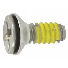 Screw-type mounting part for securing the lid hinge on Whirlpool washing machines and dryers. Used to maintain proper lid alignment during operation.