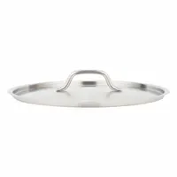 This stainless steel cover features a 14-inch top diameter and a welded handle, both in silver. It is NSF Certified for sanitation. Suitable for covering food containers in commercial foodservice settings