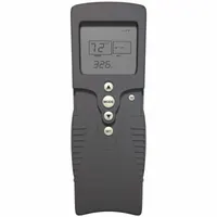 Manual changeover heat-only thermostat for fireplace systems. Features a rectangular vertical design with button controls, standard digit size, and a screen displaying 24-hour clock, flame icon, and temperature. Operates on 1.5V with TH/TP terminals, temperature control range 45° to 99°F, and 2°F differential