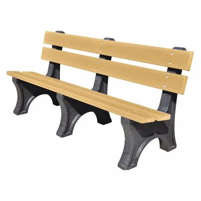 ULTRASITE Colonial Outdoor Bench, Cedar Seat, Black Frame, 72 in L x 33 1/2 in H - Vandal Resistant Resinwood Benches