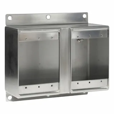 LEVITON Box: Stainless Steel, Rectangular, 2 Gangs, 3 1/16 in Box Dp - Standard Electrical Boxes