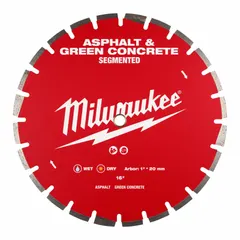 This diamond saw blade is designed for cutting asphalt and green concrete. Suitable for use with masonry saws in both wet and dry cutting applications. Blade diameter is 16 inches with a 1-inch arbor.