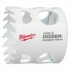 Carbide tipped hole saw for cutting multi-material surfaces including wood, metal, and plastic. Features 3 teeth per inch and a maximum cutting depth of 1-5/8 inches. Arbor not included.