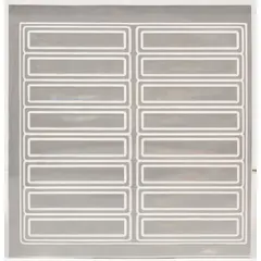 Reflective vinyl label for hard hats, gray, 4 inches wide, supplied in a pack of 16. Designed for personnel identification in low-light conditions on construction sites, warehouses, and industrial facilities.