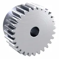 Metric spur gear with standard hub, module m 2.5, 28 teeth, 15 mm plain bore, 20° pressure angle. Made of SUS303 stainless steel, JIS N8 precision (JIS B1702-1:1998). Used in power transmission systems requiring corrosion resistance and accurate motion transfer, such as conveyors and industrial machinery